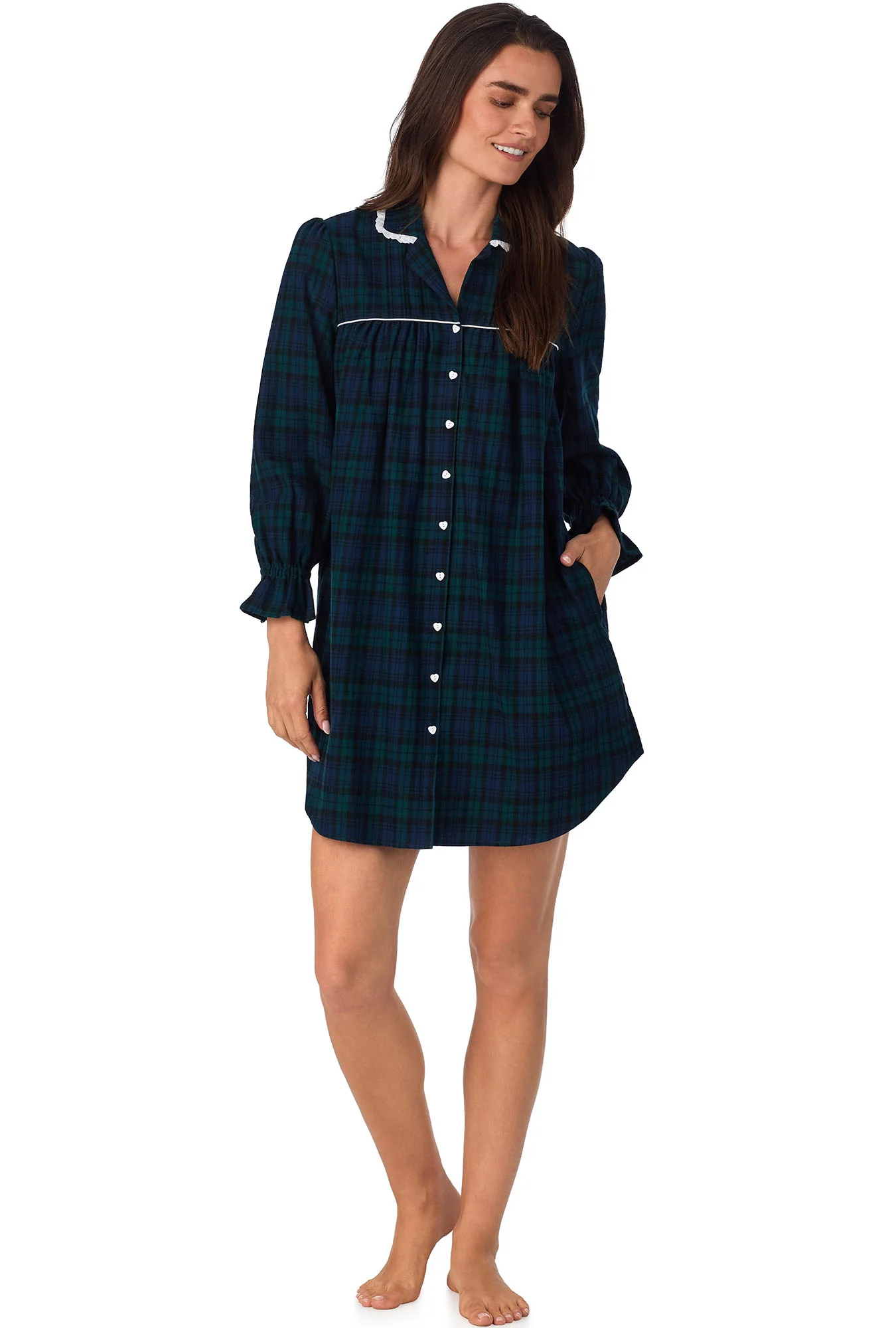 Black Watch Plaid Flannel Nightshirt - Image 5