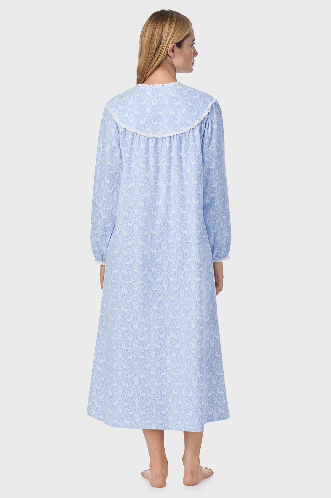 Blue Nordic Tyrolean Flannel Gown - Image 4