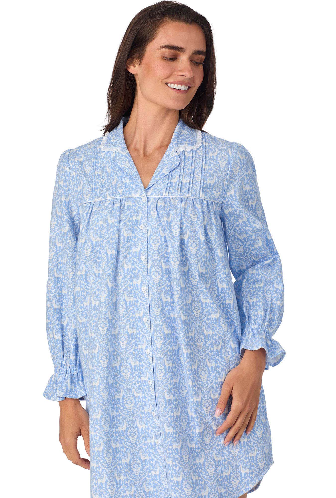 Blue Nordic Tyrolean Flannel Nightshirt - Image 3