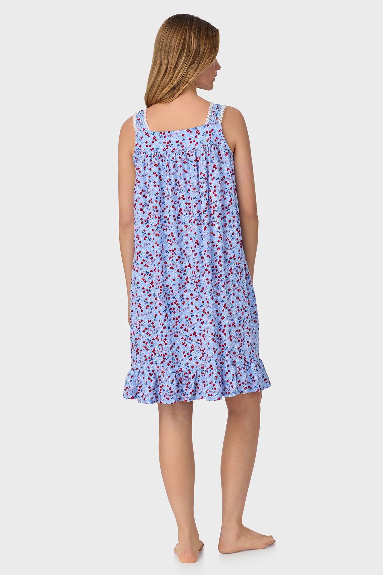 Blue Skies & Berries Cotton Knit Short Nightgown - Image 3