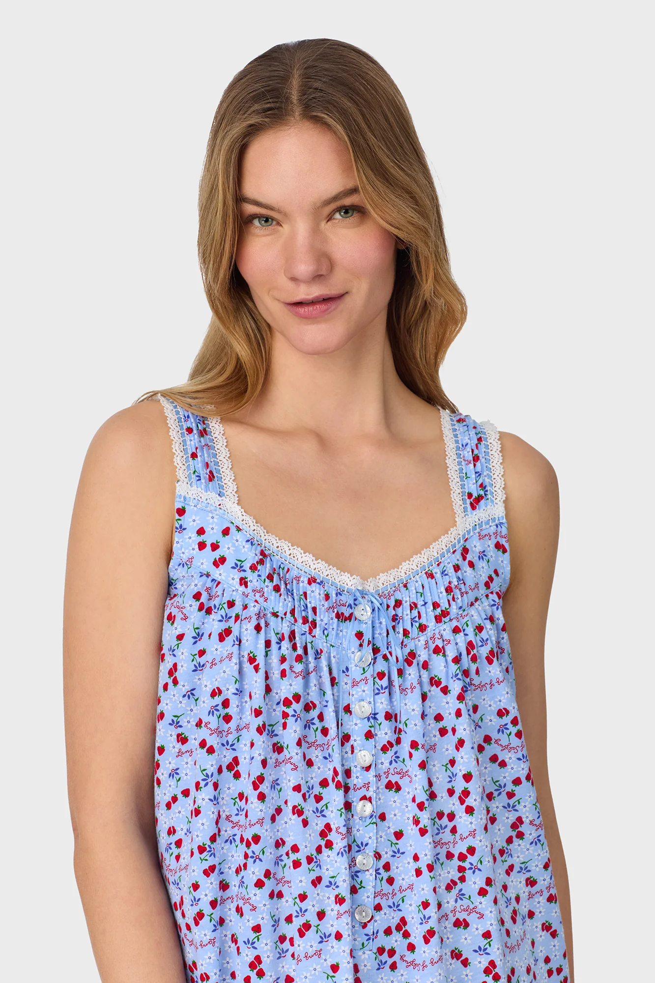 Blue Skies & Berries Cotton Knit Short Nightgown - Image 4