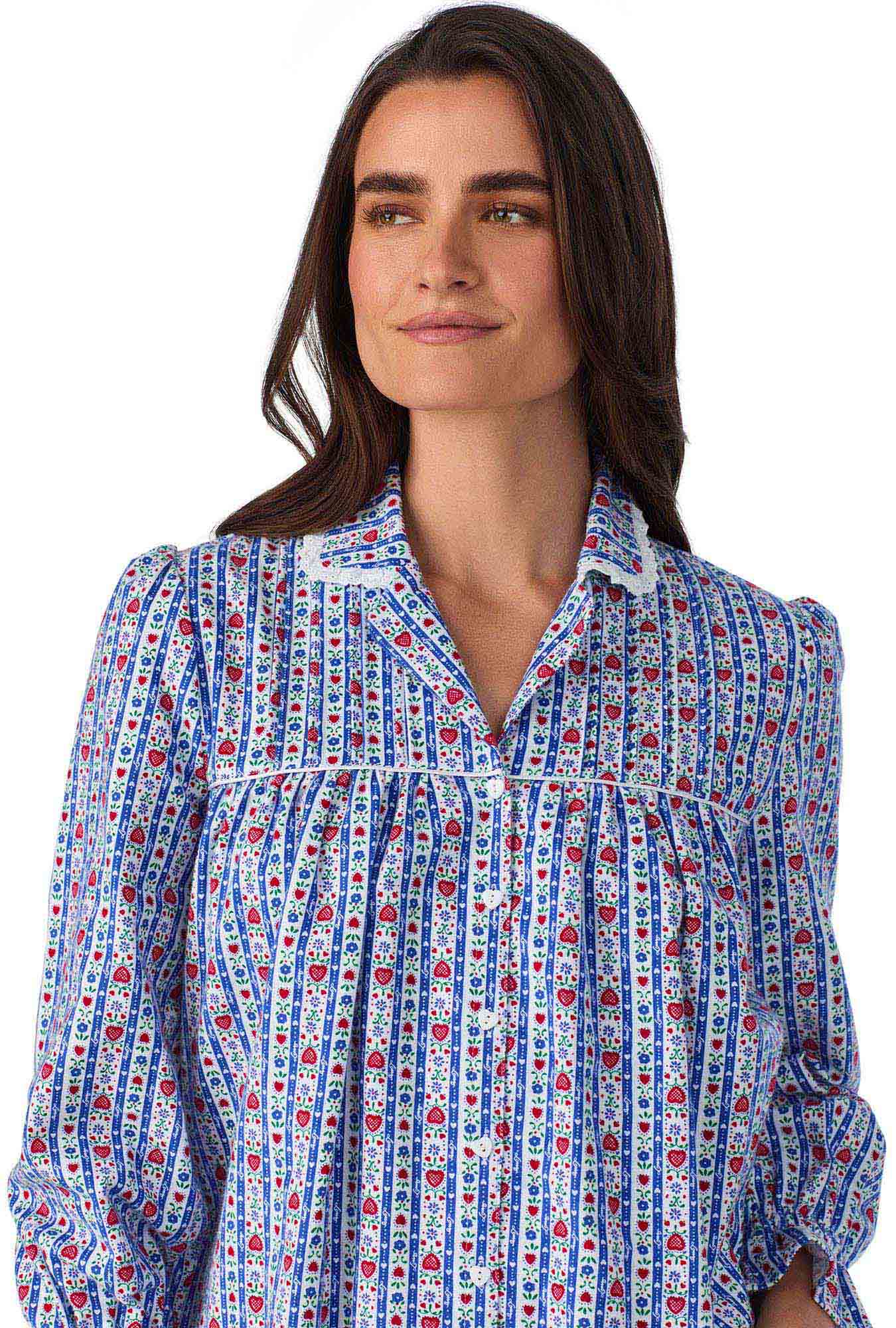 Classic Blue Tyrolean Stripe Flannel Nightshirt - Image 3