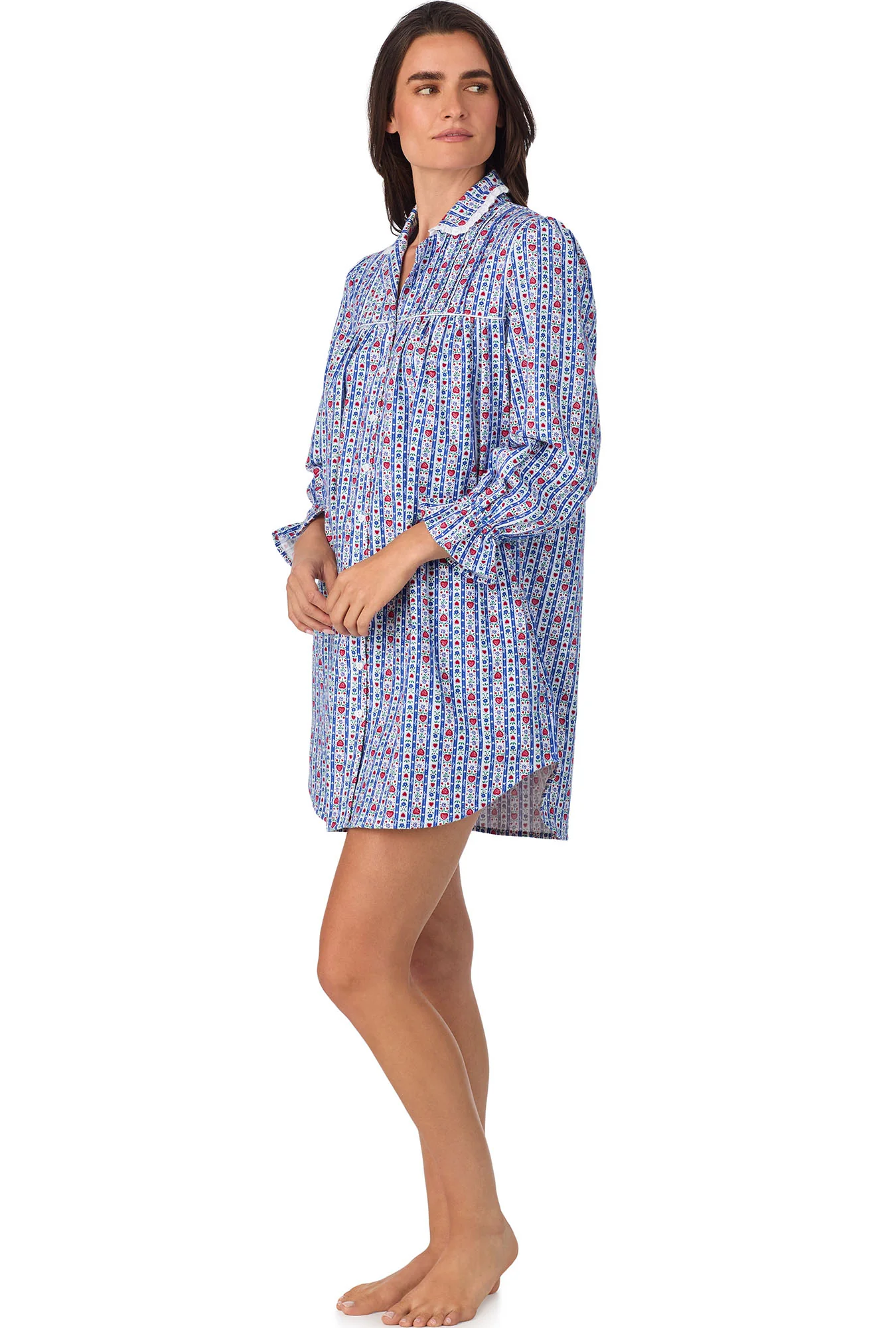 Classic Blue Tyrolean Stripe Flannel Nightshirt - Image 4