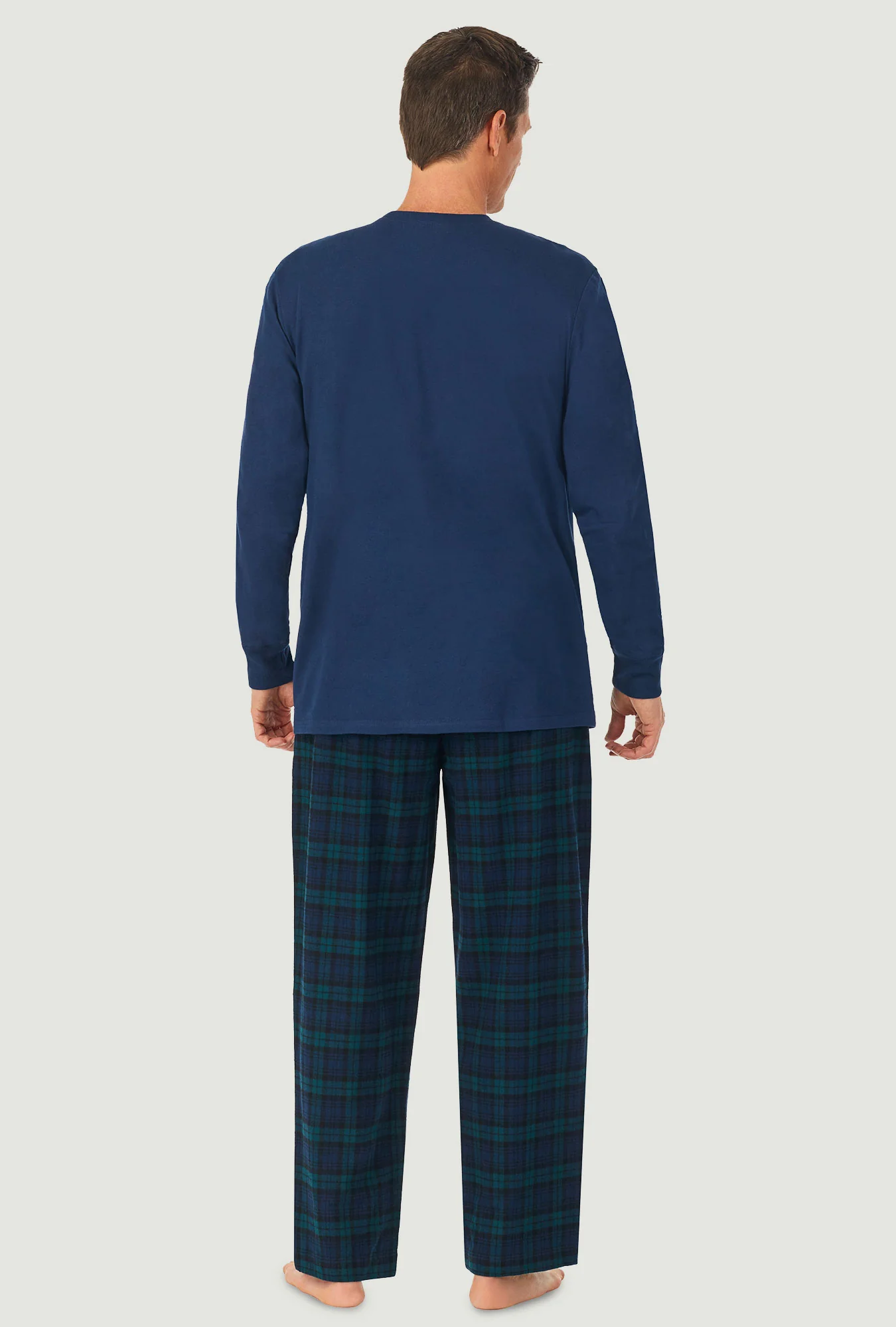 Men's Black Watch Plaid Knit & Flannel PJ Set - Image 3