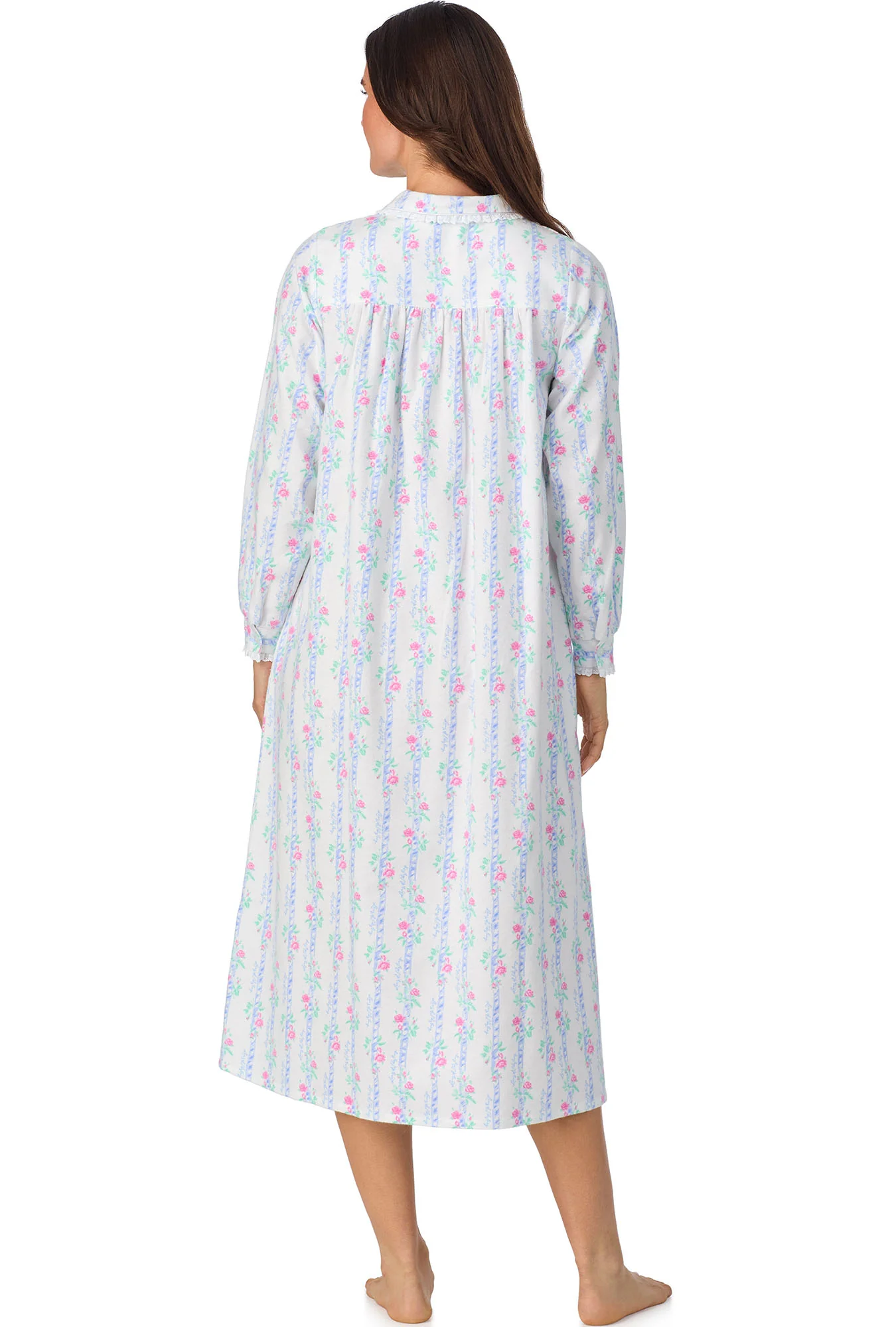 Moire Garland Stripes Peter Pan Flannel Gown - Image 3