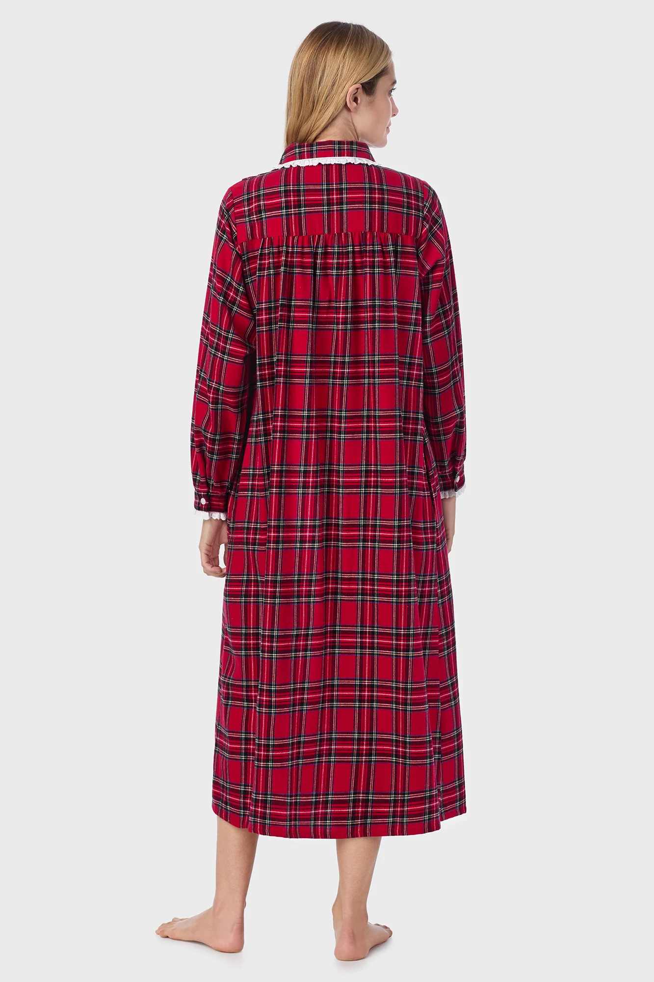 Red Tartan Peter Pan Flannel Gown - Image 4