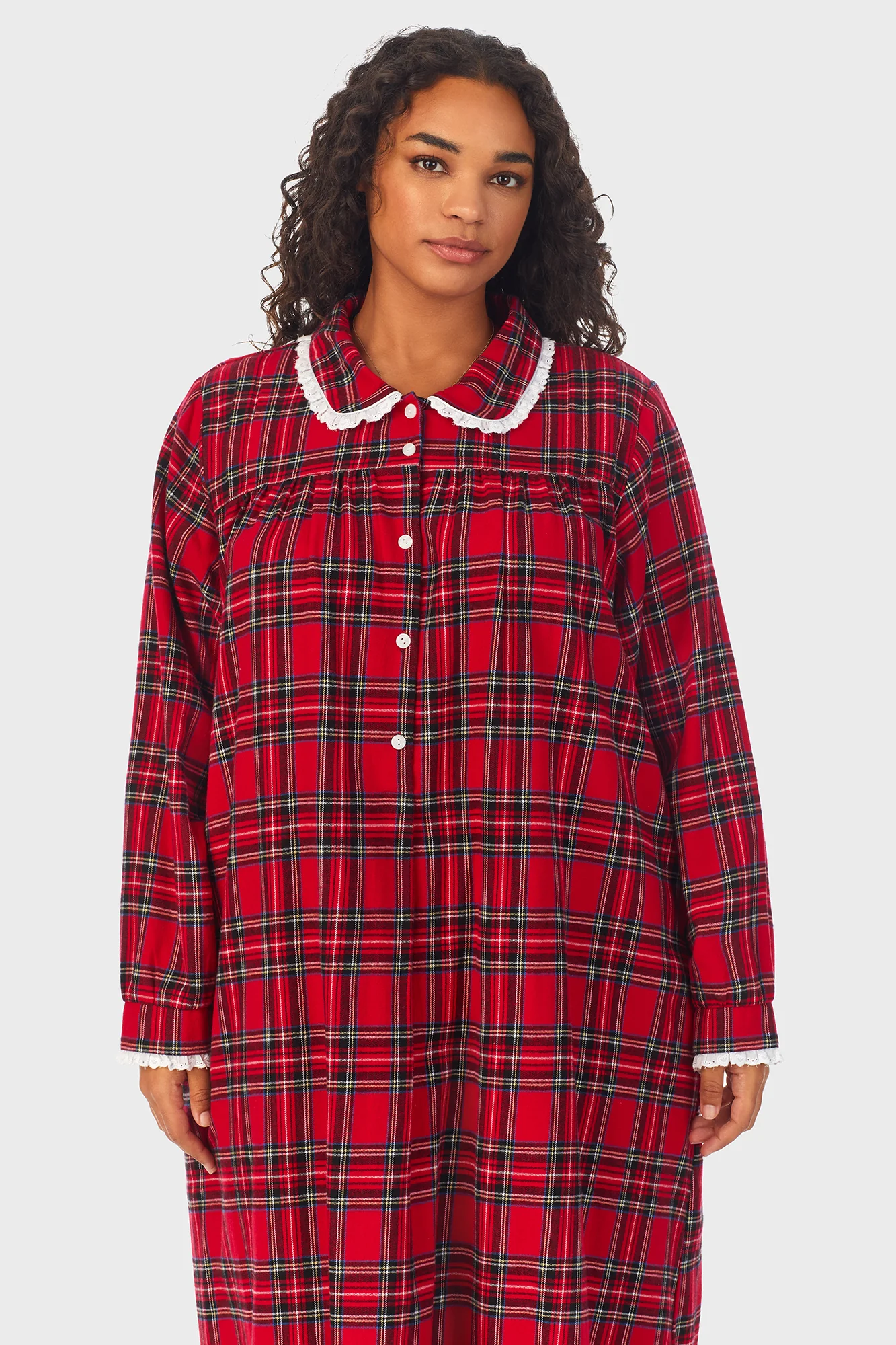 Red Tartan Peter Pan Flannel Gown Plus - Image 3