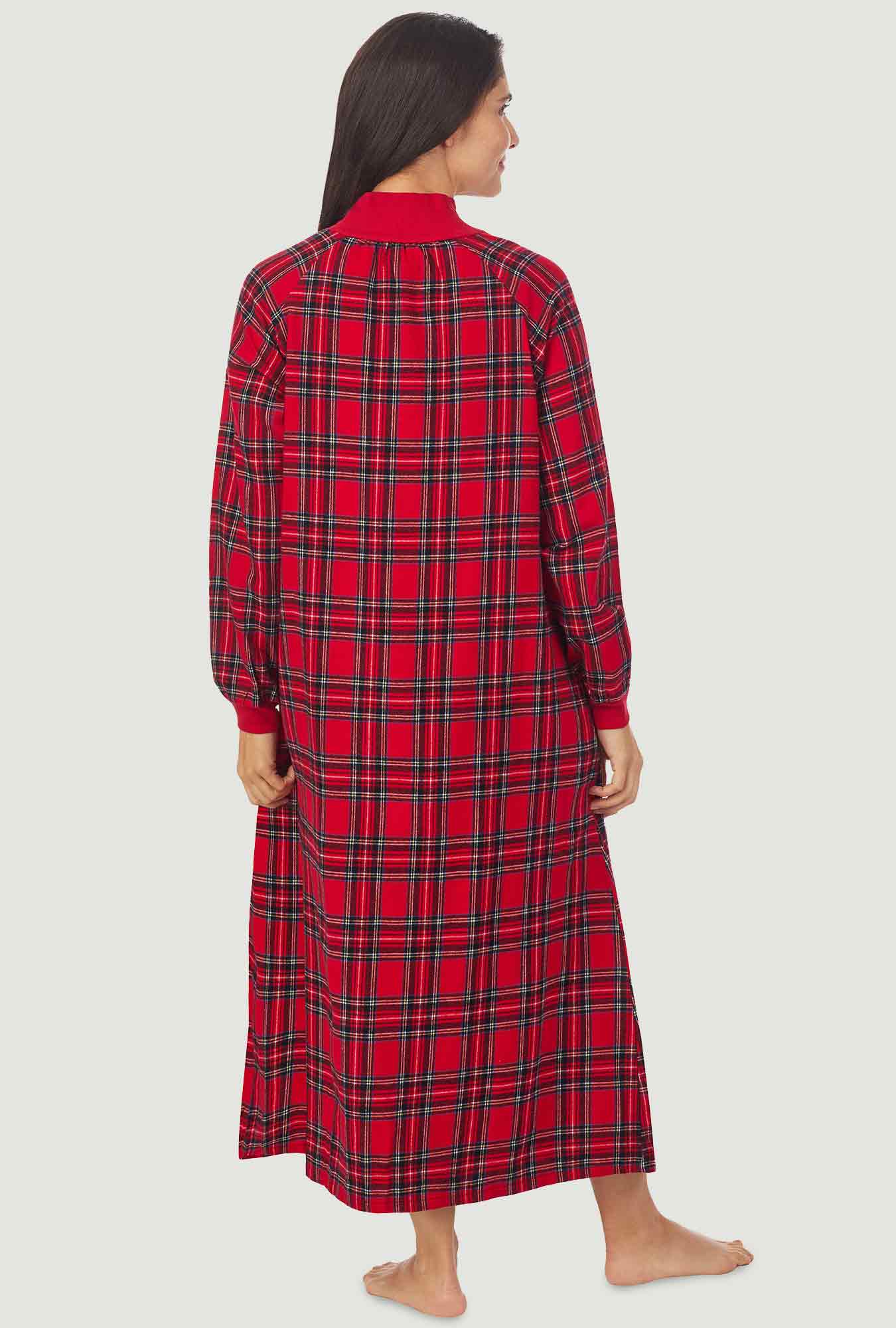 Red Tartan Pop Over Flannel Gown - Image 4