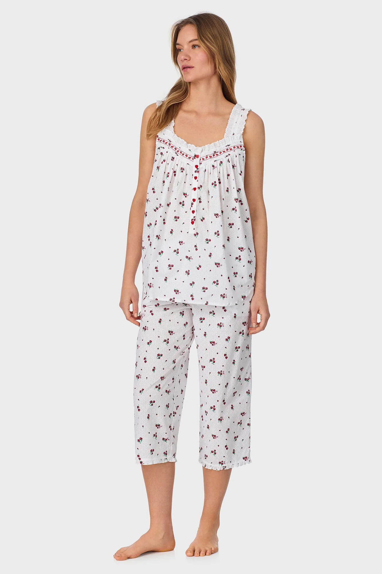 Strawberry Jubilee Cotton Lawn Capri Pajama - Image 3