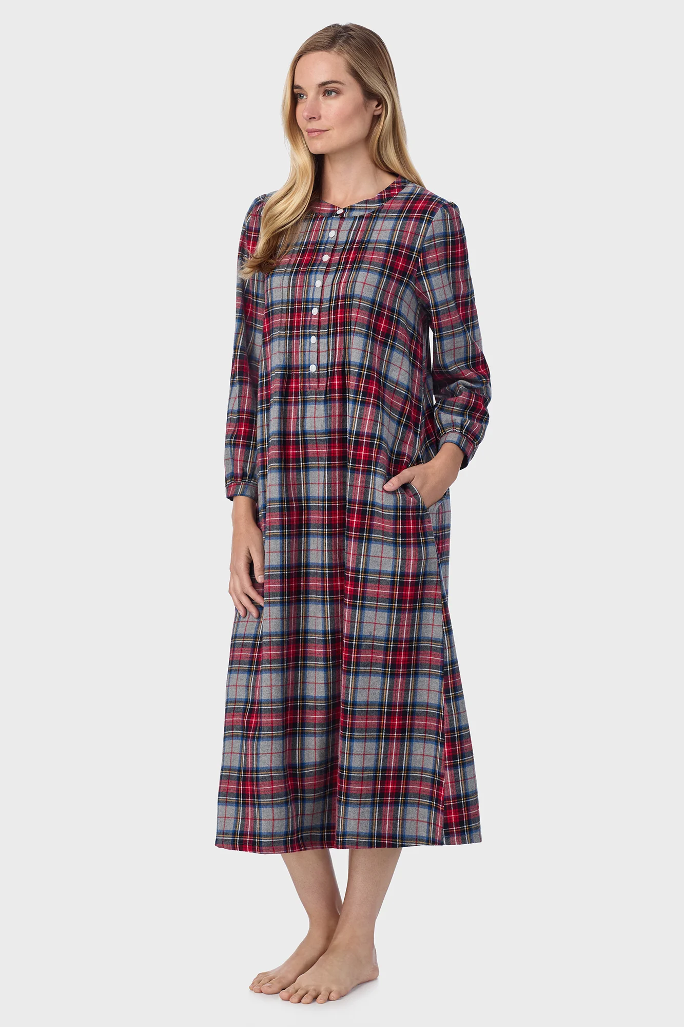 Sweet & Simple Grey Plaid Flannel Gown - Image 3
