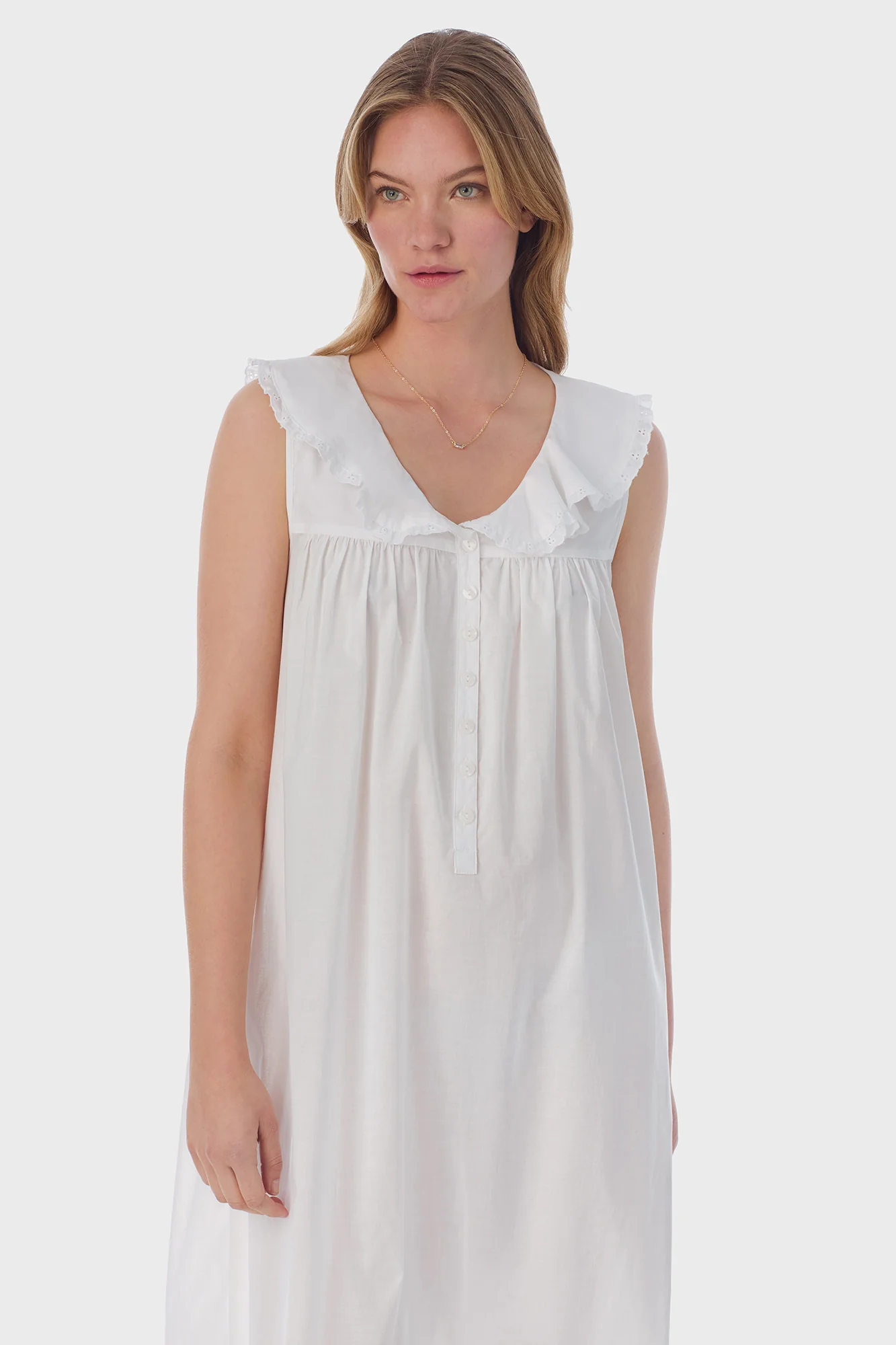 White Cotton Dream Long Nightgown - Image 4